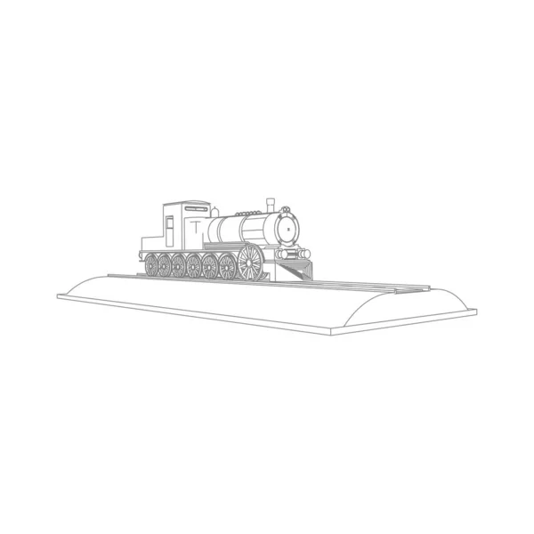 Línea de arte del tren. Dibujo para colorear - Tren - ilustración para los niños — Archivo Imágenes Vectoriales