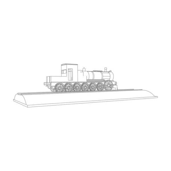 Línea de arte del tren. Dibujo para colorear - Tren - ilustración para los niños — Vector de stock