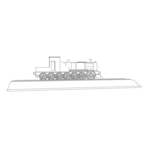 Línea de arte del tren. Dibujo para colorear - Tren - ilustración para los niños — Vector de stock