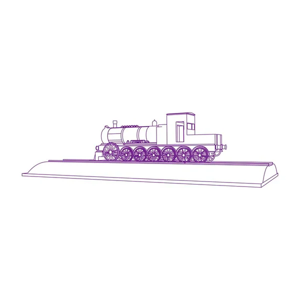 Línea de arte del tren. Dibujo para colorear - Tren - ilustración para los niños — Vector de stock