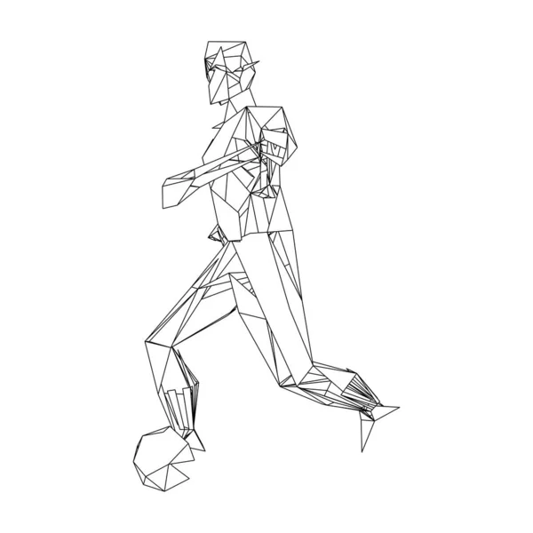 Piłkarz, kopnąć piłkę, cząsteczka rozbieżny skład, wektor ilustracja — Wektor stockowy