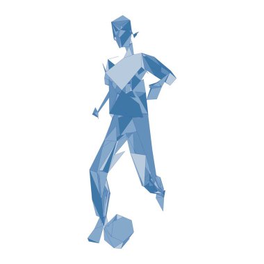 Futbolcu, topa vur, parçacık farklılığı kompozisyonu, vektör illüstrasyonu