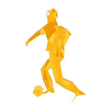 Futbolcu, topa vur, parçacık farklılığı kompozisyonu, vektör illüstrasyonu
