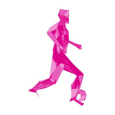 Futbolcu, topa vur, parçacık farklılığı kompozisyonu, vektör illüstrasyonu