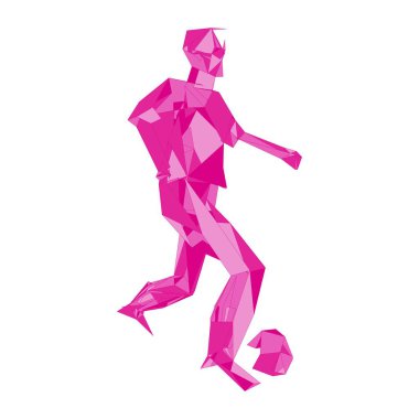Futbolcu, topa vur, parçacık farklılığı kompozisyonu, vektör illüstrasyonu