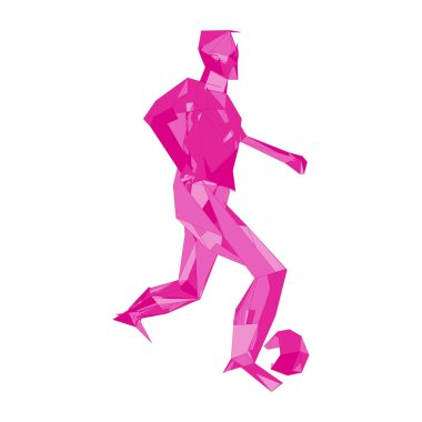 Futbolcu, topa vur, parçacık farklılığı kompozisyonu, vektör illüstrasyonu