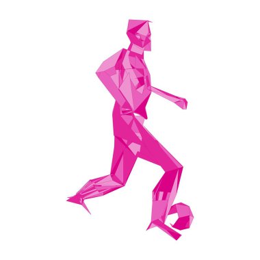 Futbolcu, topa vur, parçacık farklılığı kompozisyonu, vektör illüstrasyonu