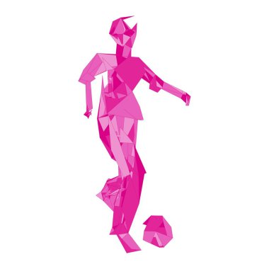 Futbolcu, topa vur, parçacık farklılığı kompozisyonu, vektör illüstrasyonu