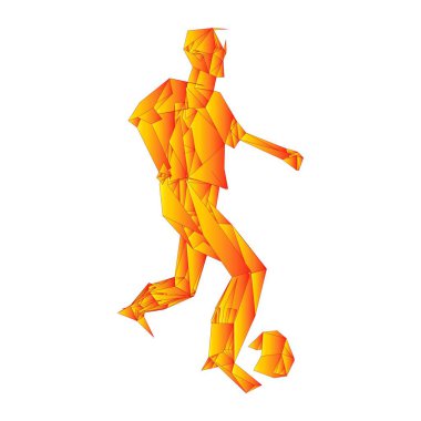 Futbolcu, topa vur, parçacık farklılığı kompozisyonu, vektör illüstrasyonu