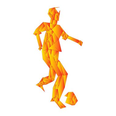 Futbolcu, topa vur, parçacık farklılığı kompozisyonu, vektör illüstrasyonu