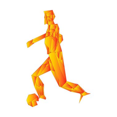 Futbolcu, topa vur, parçacık farklılığı kompozisyonu, vektör illüstrasyonu