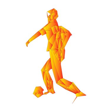 Futbolcu, topa vur, parçacık farklılığı kompozisyonu, vektör illüstrasyonu