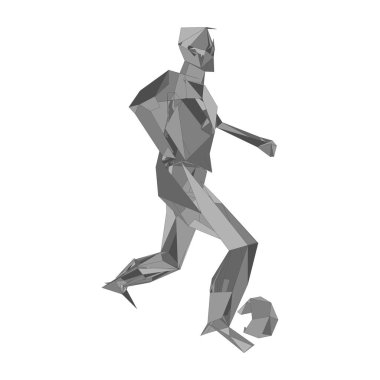 Futbolcu, topa vur, parçacık farklılığı kompozisyonu, vektör illüstrasyonu