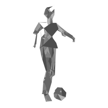 Futbolcu, topa vur, parçacık farklılığı kompozisyonu, vektör illüstrasyonu