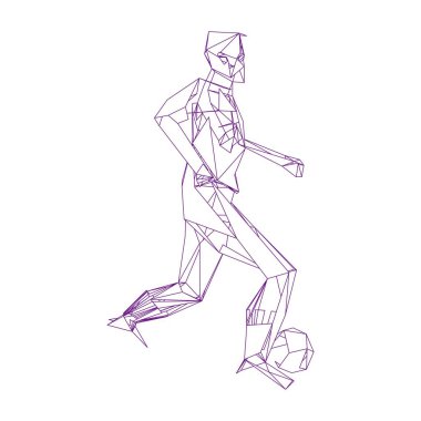 Futbolcu, topa vur, parçacık farklılığı kompozisyonu, vektör illüstrasyonu