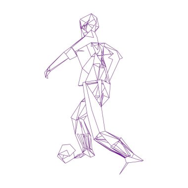 Futbolcu, topa vur, parçacık farklılığı kompozisyonu, vektör illüstrasyonu