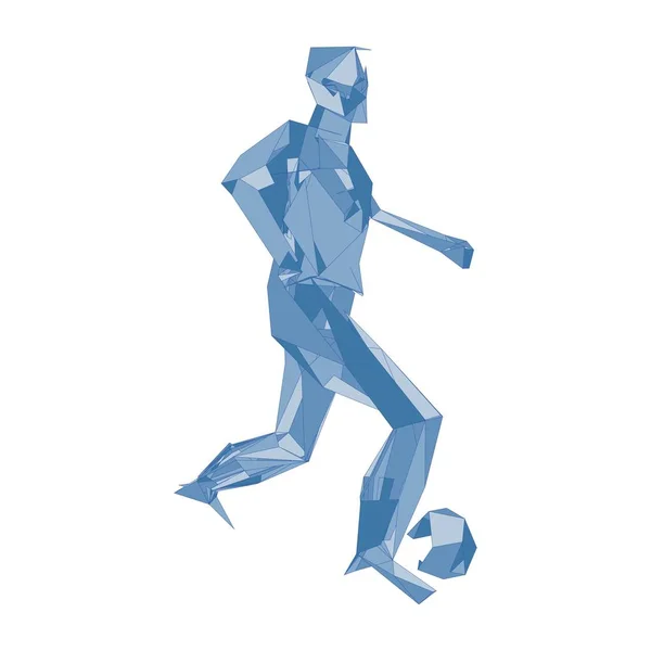 Футболист, удар мячом, композиция частиц, векторная иллюстрация — стоковый вектор