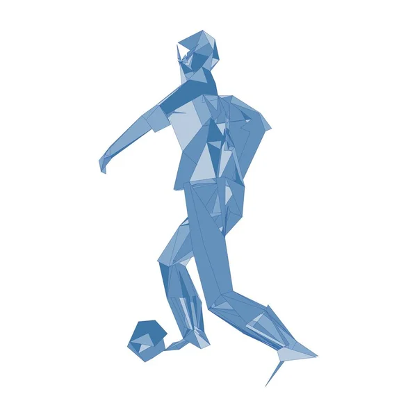 Futbolcu, topa vur, parçacık farklılığı kompozisyonu, vektör illüstrasyonu — Stok Vektör
