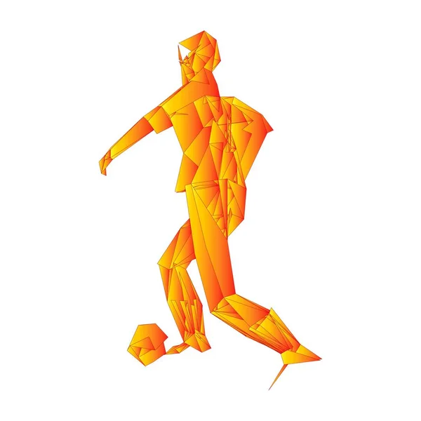 足球运动员，踢一个球，粒子的不同成分，矢量图解 — 图库矢量图片