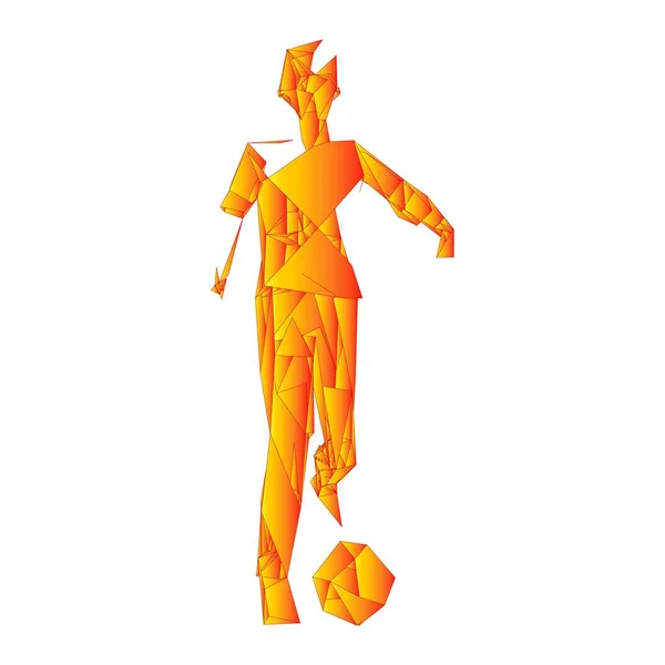 Футболист, удар мячом, композиция частиц, векторная иллюстрация — стоковый вектор