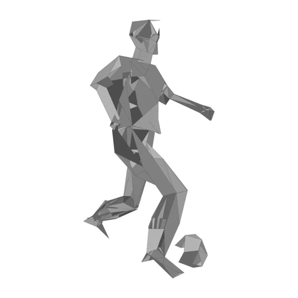 Pemain sepak bola, menendang bola, partikel komposisi divergen, vektor ilustrasi - Stok Vektor