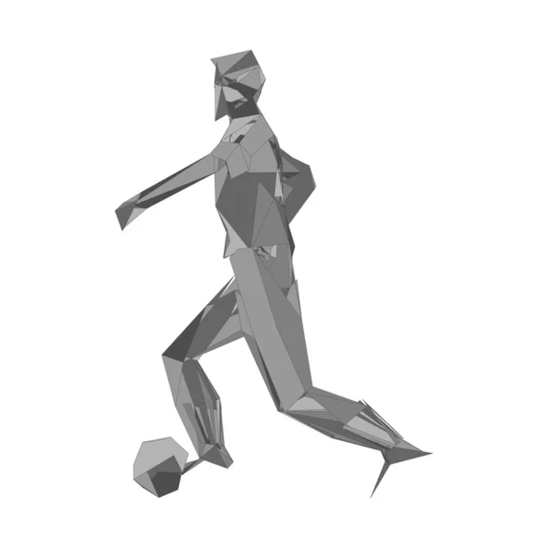 Ποδοσφαιριστής, κλωτσήσει μια μπάλα, σωματιδίων αποκλίνουσα σύνθεση, διανυσματική απεικόνιση — Διανυσματικό Αρχείο