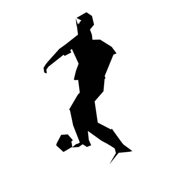 Voetbalspeler, schop een bal, deeltje verschillende samenstelling, vector illustratie — Stockvector