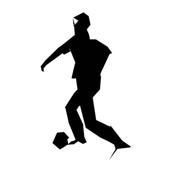 Fußballer, Ball kicken, partikeldivergente Zusammensetzung, Vektorillustration — Stockvektor