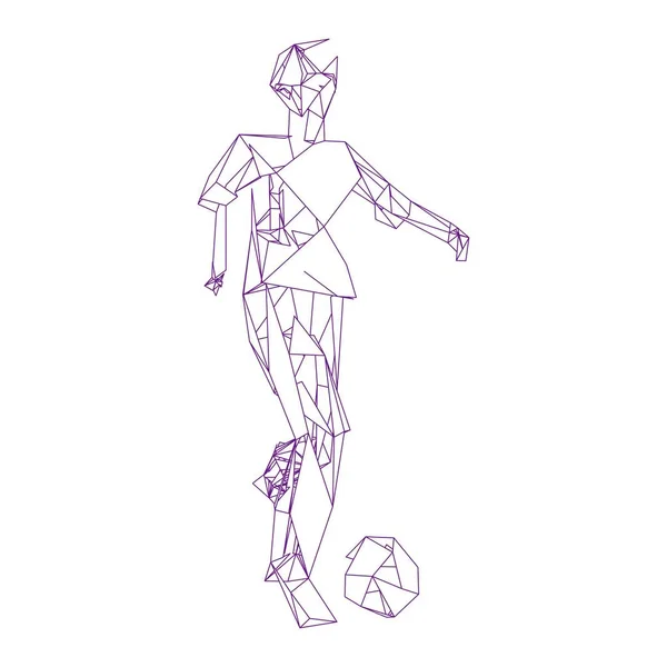 Piłkarz, kopnąć piłkę, cząsteczka rozbieżny skład, wektor ilustracja — Wektor stockowy