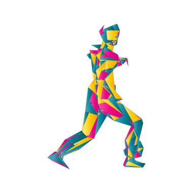 Futbolcu topa vuruyor. Vektör illüstrasyonu. Futbolcu, topa vur, parçacık farklılığı kompozisyonu, vektör illüstrasyonu