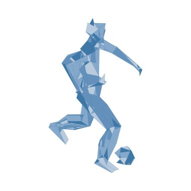 Futbolcu topa vuruyor. Vektör illüstrasyonu. Futbolcu, topa vur, parçacık farklılığı kompozisyonu, vektör illüstrasyonu