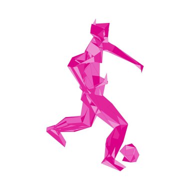 Futbolcu topa vuruyor. Vektör illüstrasyonu. Futbolcu, topa vur, parçacık farklılığı kompozisyonu, vektör illüstrasyonu