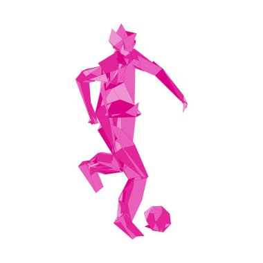 Futbolcu topa vuruyor. Vektör illüstrasyonu. Futbolcu, topa vur, parçacık farklılığı kompozisyonu, vektör illüstrasyonu