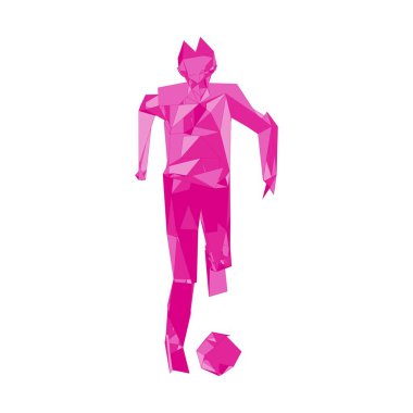 Futbolcu topa vuruyor. Vektör illüstrasyonu. Futbolcu, topa vur, parçacık farklılığı kompozisyonu, vektör illüstrasyonu