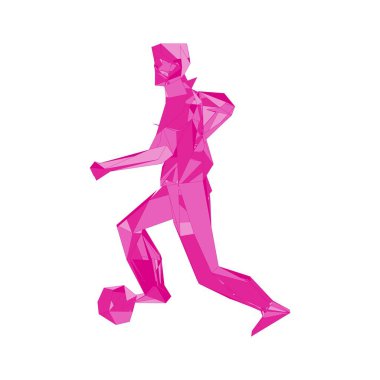 Futbolcu topa vuruyor. Vektör illüstrasyonu. Futbolcu, topa vur, parçacık farklılığı kompozisyonu, vektör illüstrasyonu