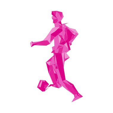 Futbolcu topa vuruyor. Vektör illüstrasyonu. Futbolcu, topa vur, parçacık farklılığı kompozisyonu, vektör illüstrasyonu