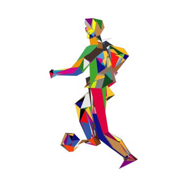 Futbolcu topa vuruyor. Vektör illüstrasyonu. Futbolcu, topa vur, parçacık farklılığı kompozisyonu, vektör illüstrasyonu