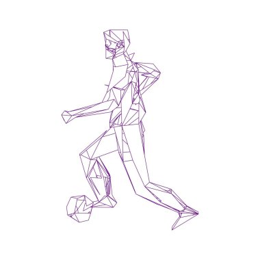 Futbolcu topa vuruyor. Vektör illüstrasyonu. Futbolcu, topa vur, parçacık farklılığı kompozisyonu, vektör illüstrasyonu