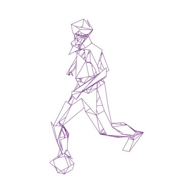 Futbolcu topa vuruyor. Vektör illüstrasyonu. Futbolcu, topa vur, parçacık farklılığı kompozisyonu, vektör illüstrasyonu