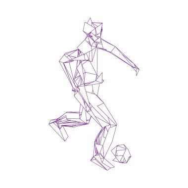 Futbolcu topa vuruyor. Vektör illüstrasyonu. Futbolcu, topa vur, parçacık farklılığı kompozisyonu, vektör illüstrasyonu