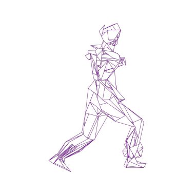 Futbolcu topa vuruyor. Vektör illüstrasyonu. Futbolcu, topa vur, parçacık farklılığı kompozisyonu, vektör illüstrasyonu