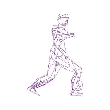 Futbolcu topa vuruyor. Vektör illüstrasyonu. Futbolcu, topa vur, parçacık farklılığı kompozisyonu, vektör illüstrasyonu