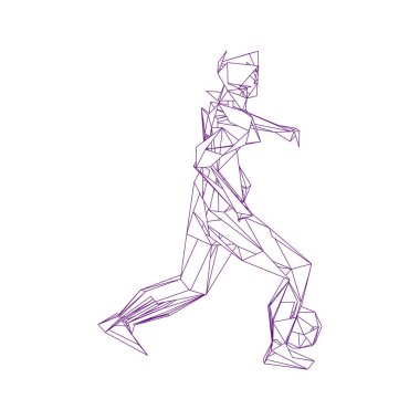 Futbolcu topa vuruyor. Vektör illüstrasyonu. Futbolcu, topa vur, parçacık farklılığı kompozisyonu, vektör illüstrasyonu