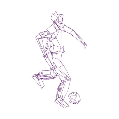 Futbolcu topa vuruyor. Vektör illüstrasyonu. Futbolcu, topa vur, parçacık farklılığı kompozisyonu, vektör illüstrasyonu