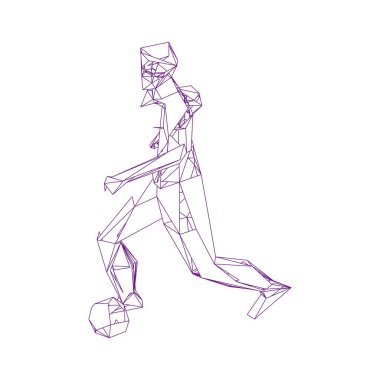 Futbolcu topa vuruyor. Vektör illüstrasyonu. Futbolcu, topa vur, parçacık farklılığı kompozisyonu, vektör illüstrasyonu