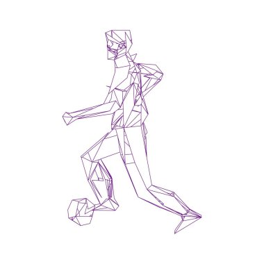 Futbolcu topa vuruyor. Vektör illüstrasyonu. Futbolcu, topa vur, parçacık farklılığı kompozisyonu, vektör illüstrasyonu