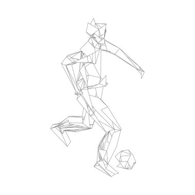 Futbolcu topa vuruyor. Vektör illüstrasyonu. Futbolcu, topa vur, parçacık farklılığı kompozisyonu, vektör illüstrasyonu