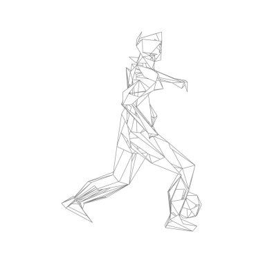 Futbolcu topa vuruyor. Vektör illüstrasyonu. Futbolcu, topa vur, parçacık farklılığı kompozisyonu, vektör illüstrasyonu