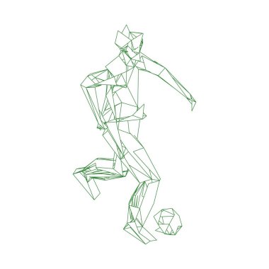 Futbolcu topa vuruyor. Vektör illüstrasyonu. Futbolcu, topa vur, parçacık farklılığı kompozisyonu, vektör illüstrasyonu