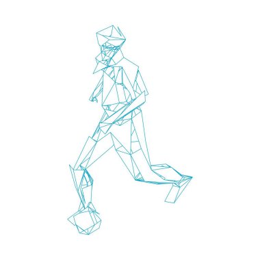 Futbolcu topa vuruyor. Vektör illüstrasyonu. Futbolcu, topa vur, parçacık farklılığı kompozisyonu, vektör illüstrasyonu